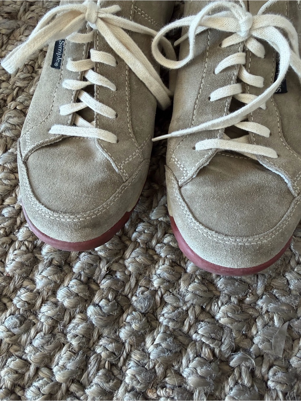 SIMPLE Vintage Beige Suede Lace-Up Sneakers Organic Looking - Picture 9 of 9